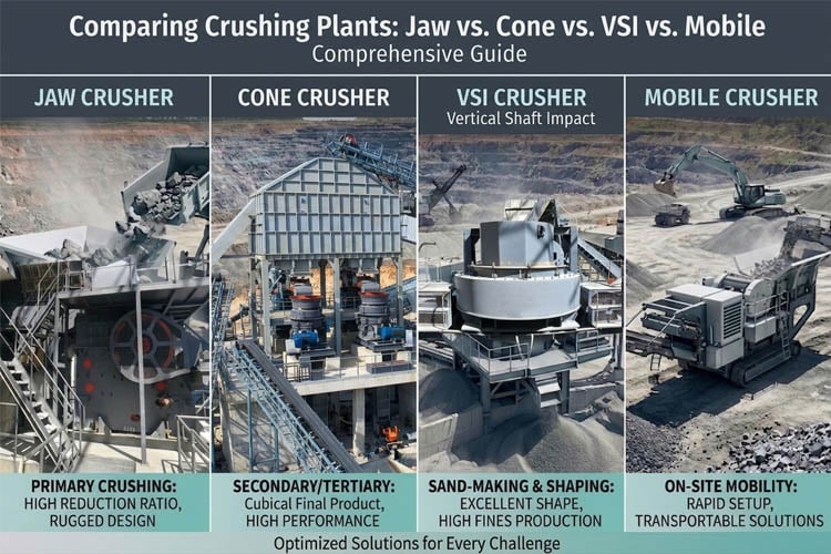 Jaw vs. Cone vs. VSI vs. Mobile Crusher
