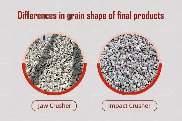 differences in grain shape of final products