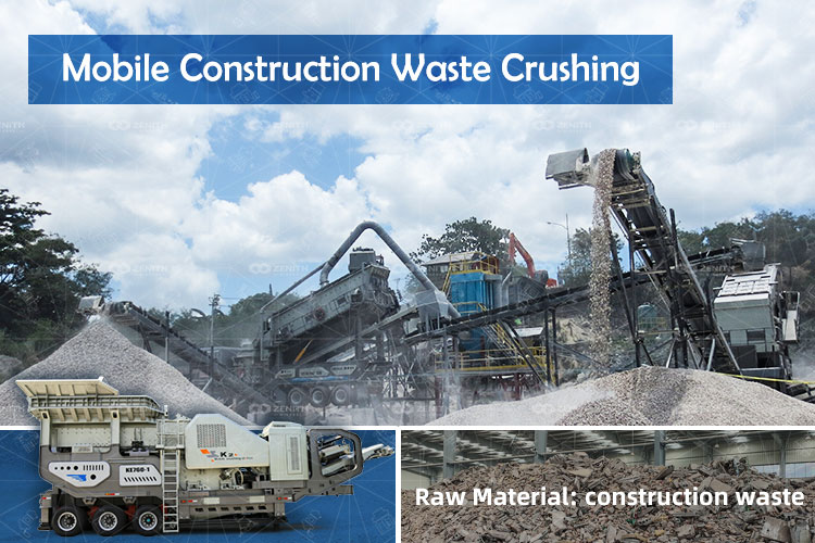 Mobile crusher for construction waste treatment