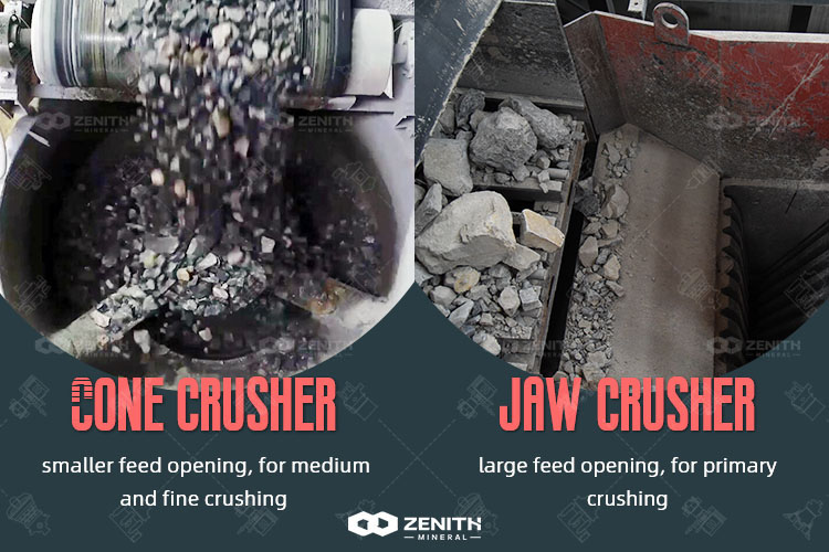 Compared with jaw crusher and cone crusher feed opening